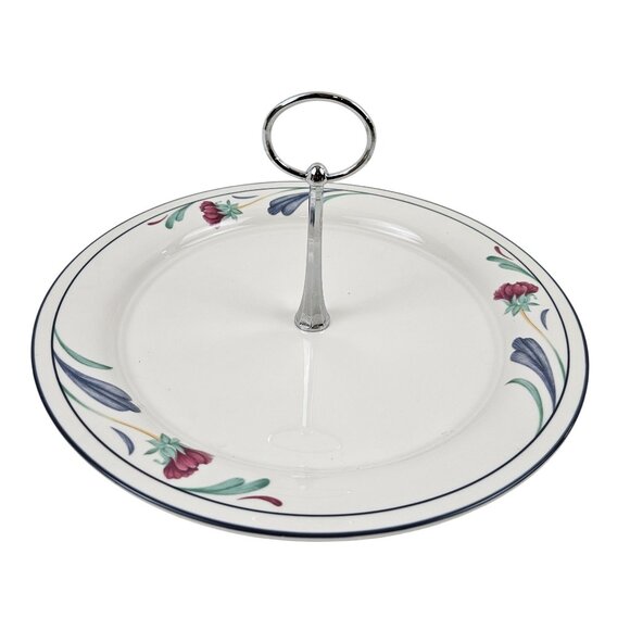 Lenox Chinastone Poppies On Blue 10in Serving Plate Handle Freezer Microwave Saf - Picture 1 of 9
